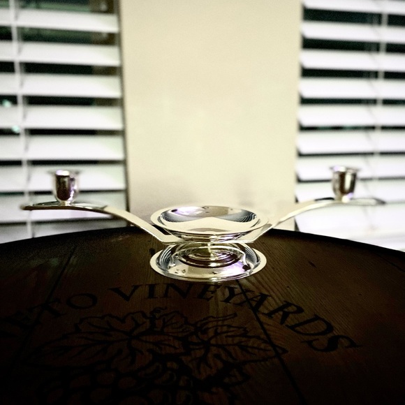 Metal Candle Holder in Silver 3.5” H - Picture 3 of 11